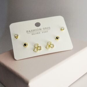 Three Pair Combo Earrings -18 Karat Gold Plated